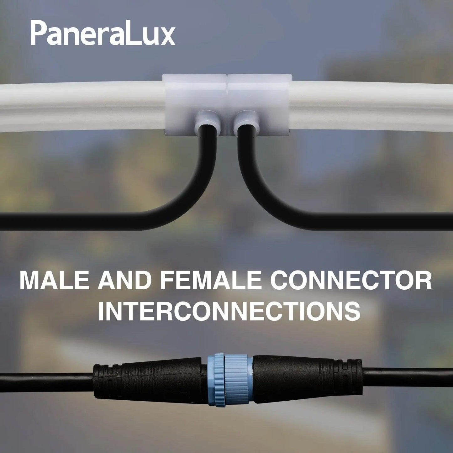 Male and Female Connector Interconnections for PaneraLux Outdoor Edge Light Strips