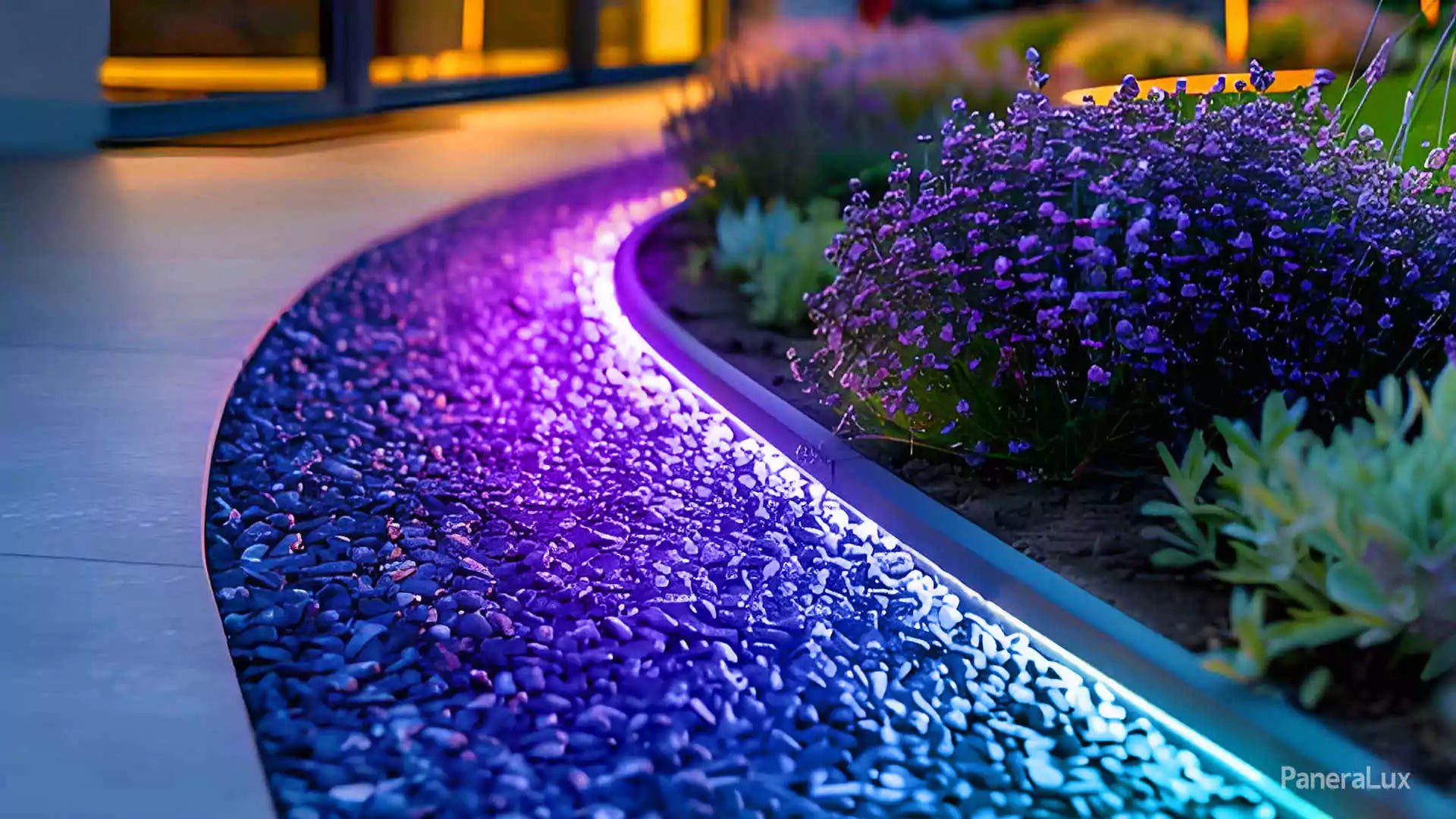 Multicolor LED Strip Lighting Garden as Landscape Lighting Ideas
